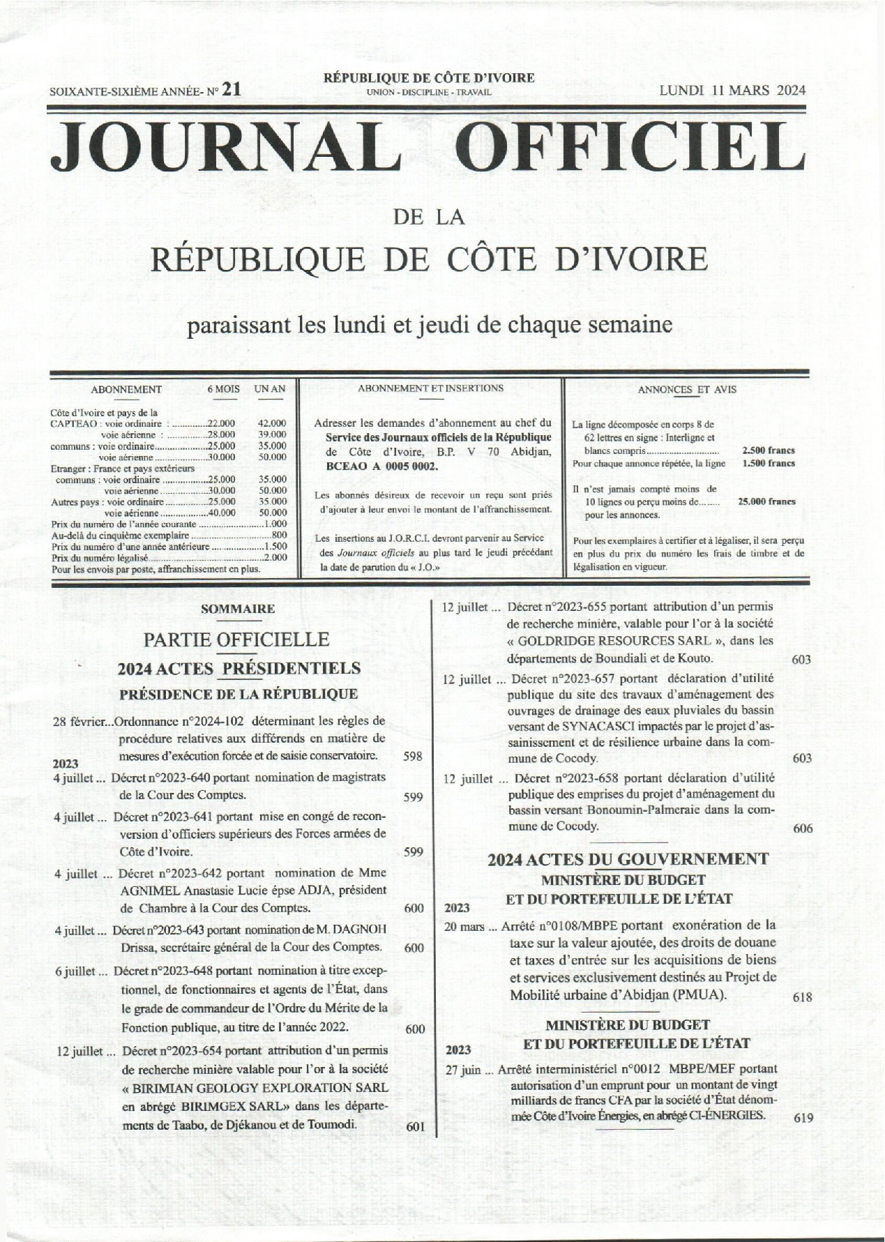 Texte officiel