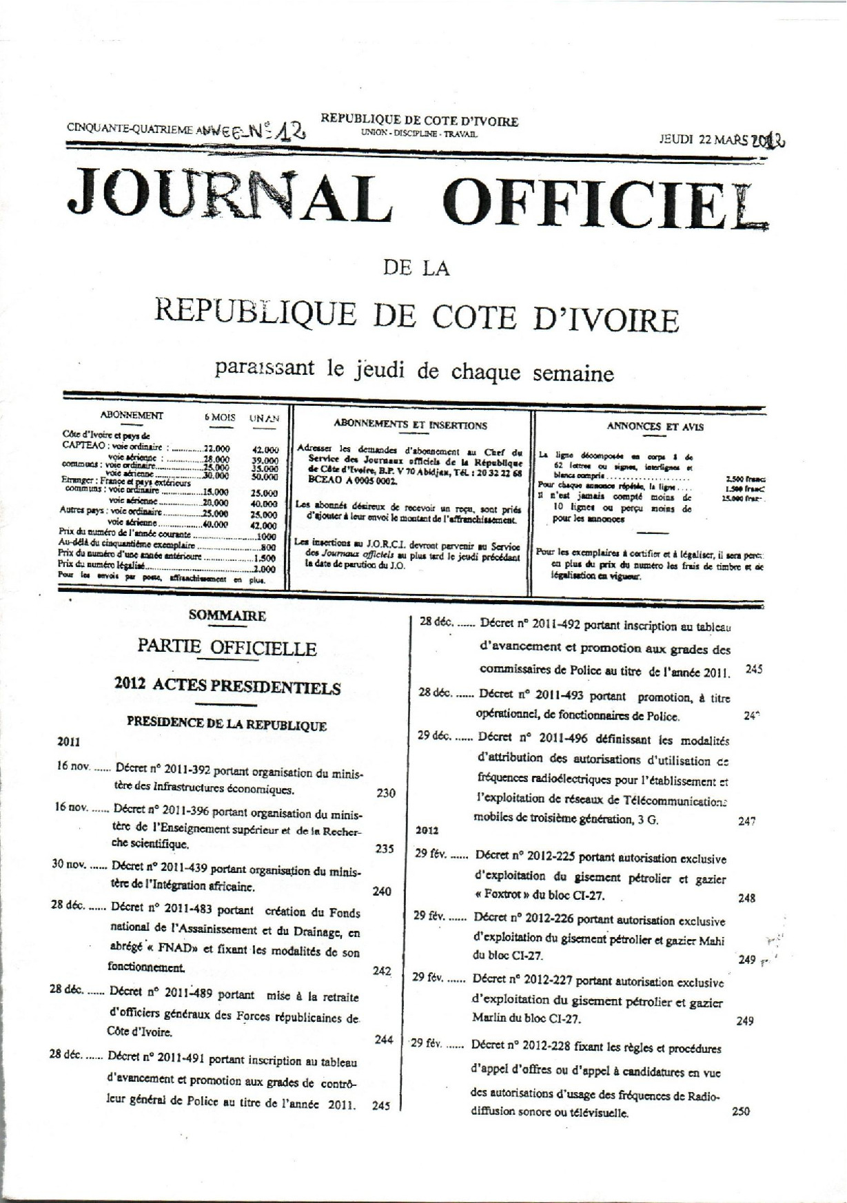 JO 2012-012