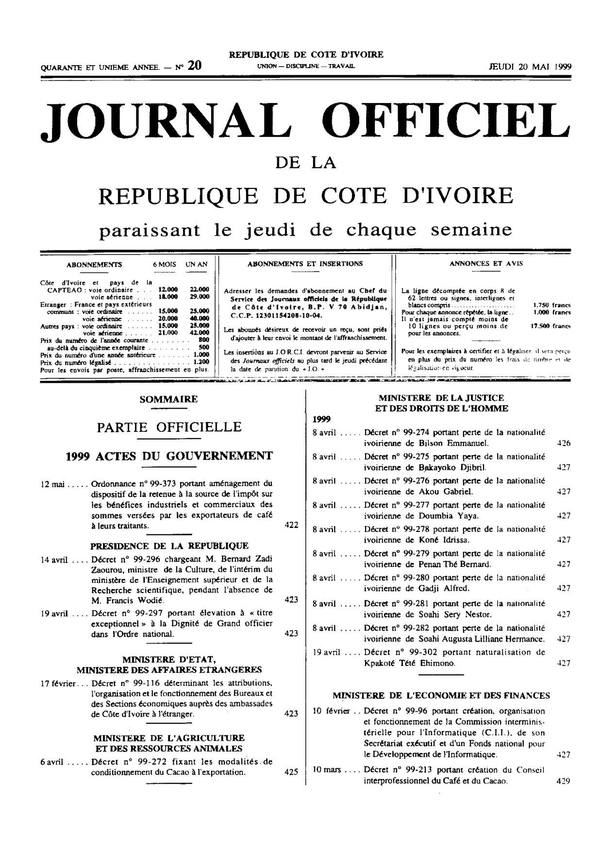 JO 1999-020