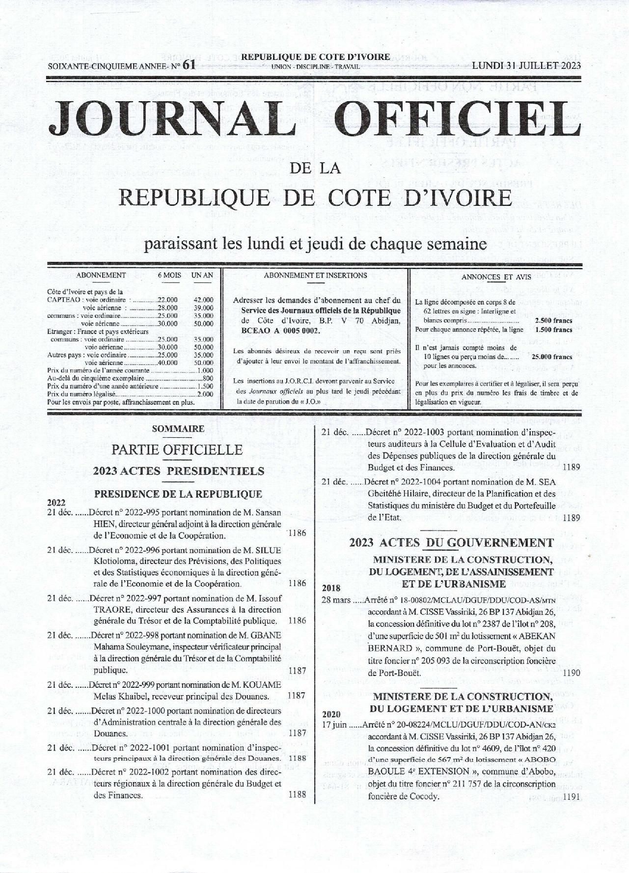 JO 2023-061