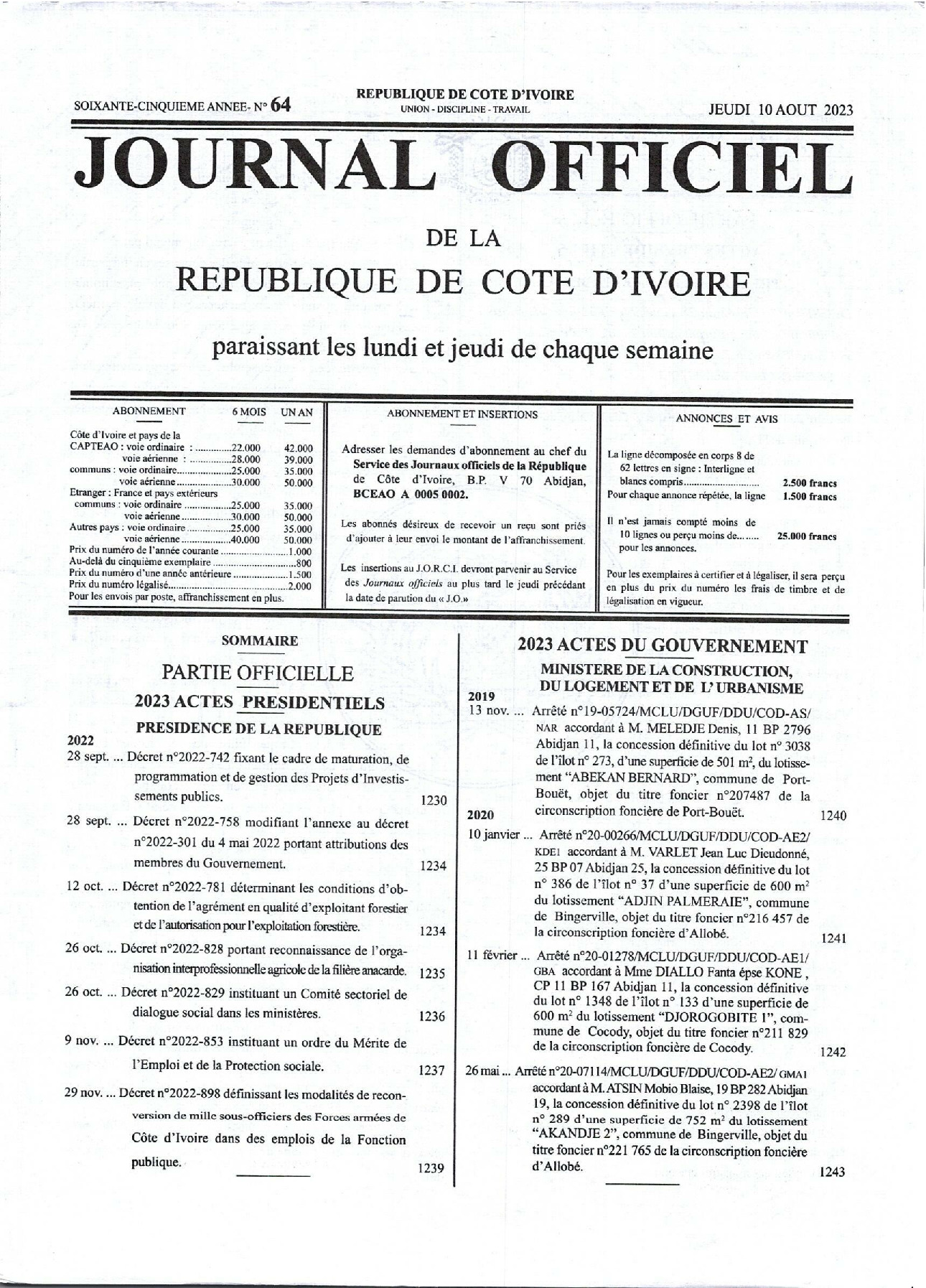 JO 2023-064