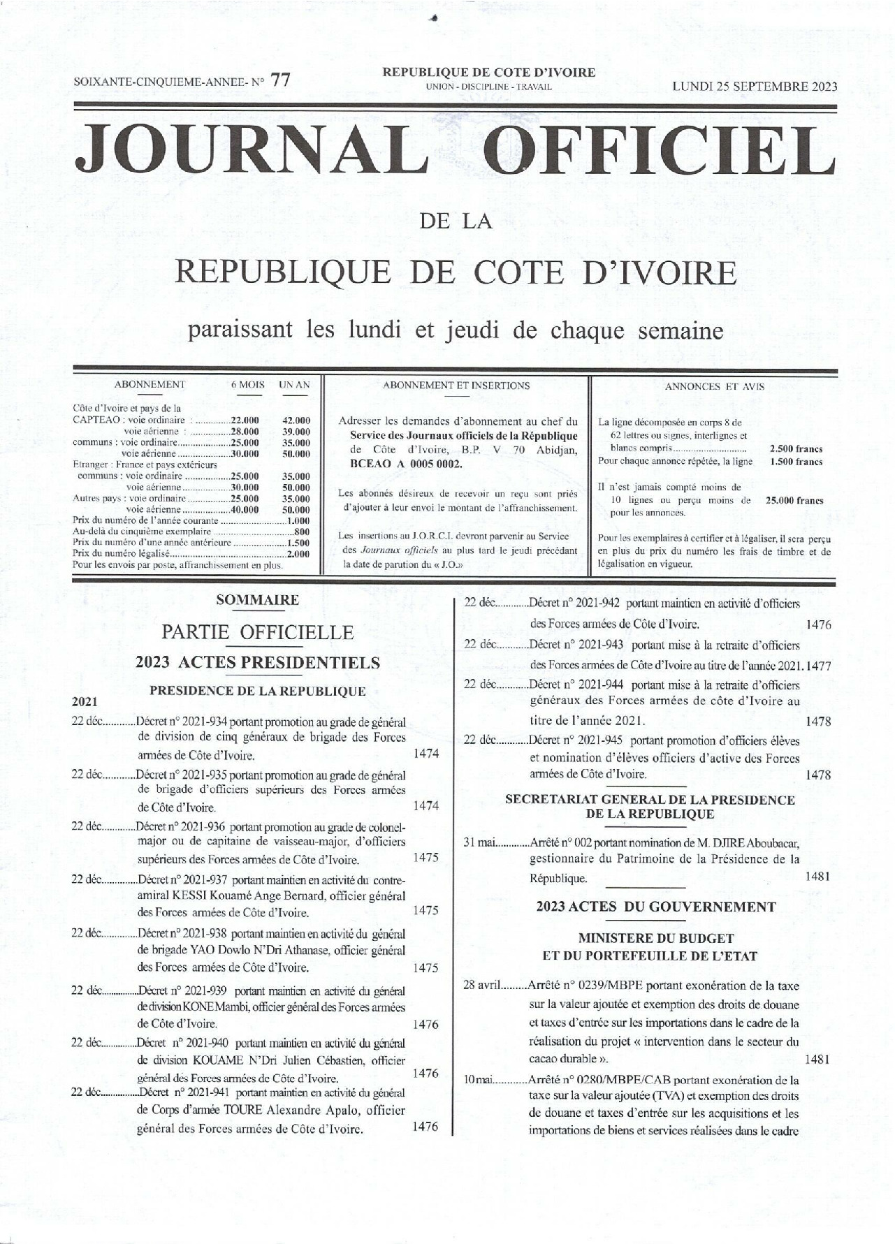 JO 2023-077