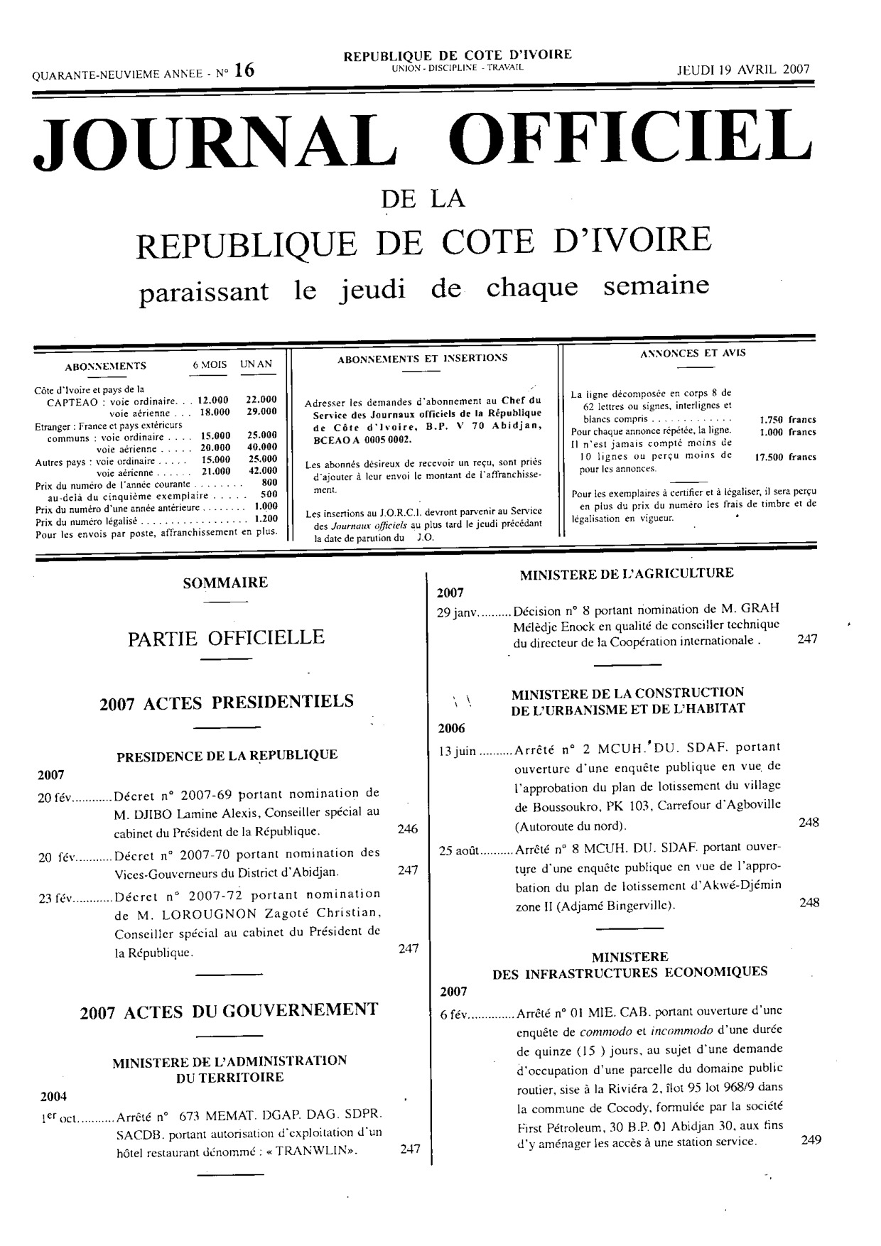 JO 2007-016