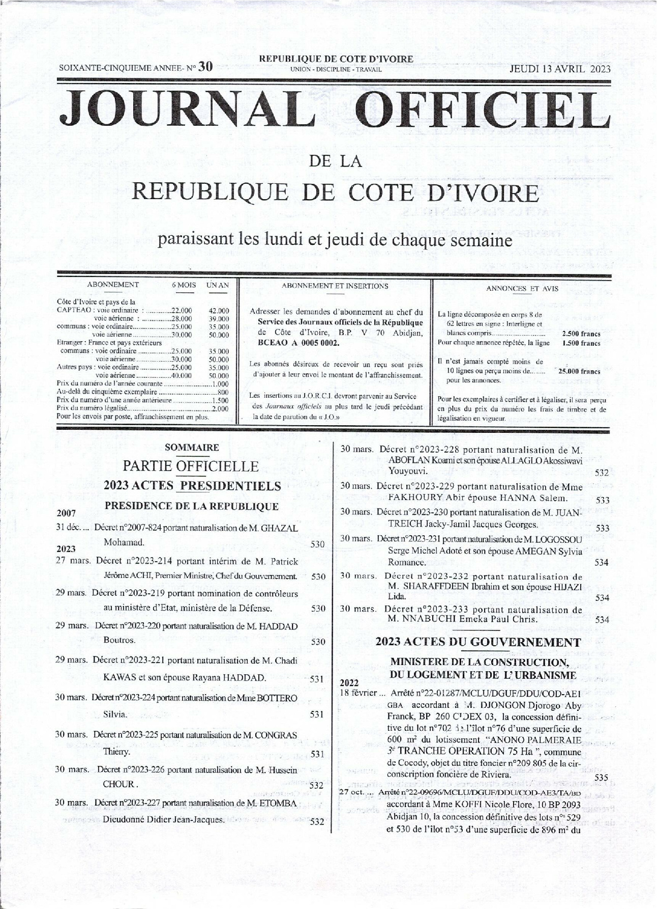 JO 2023-030
