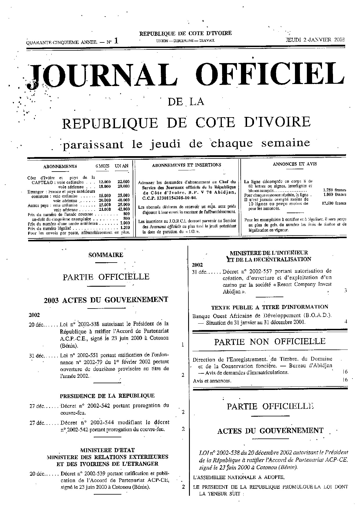 JO 2003-001