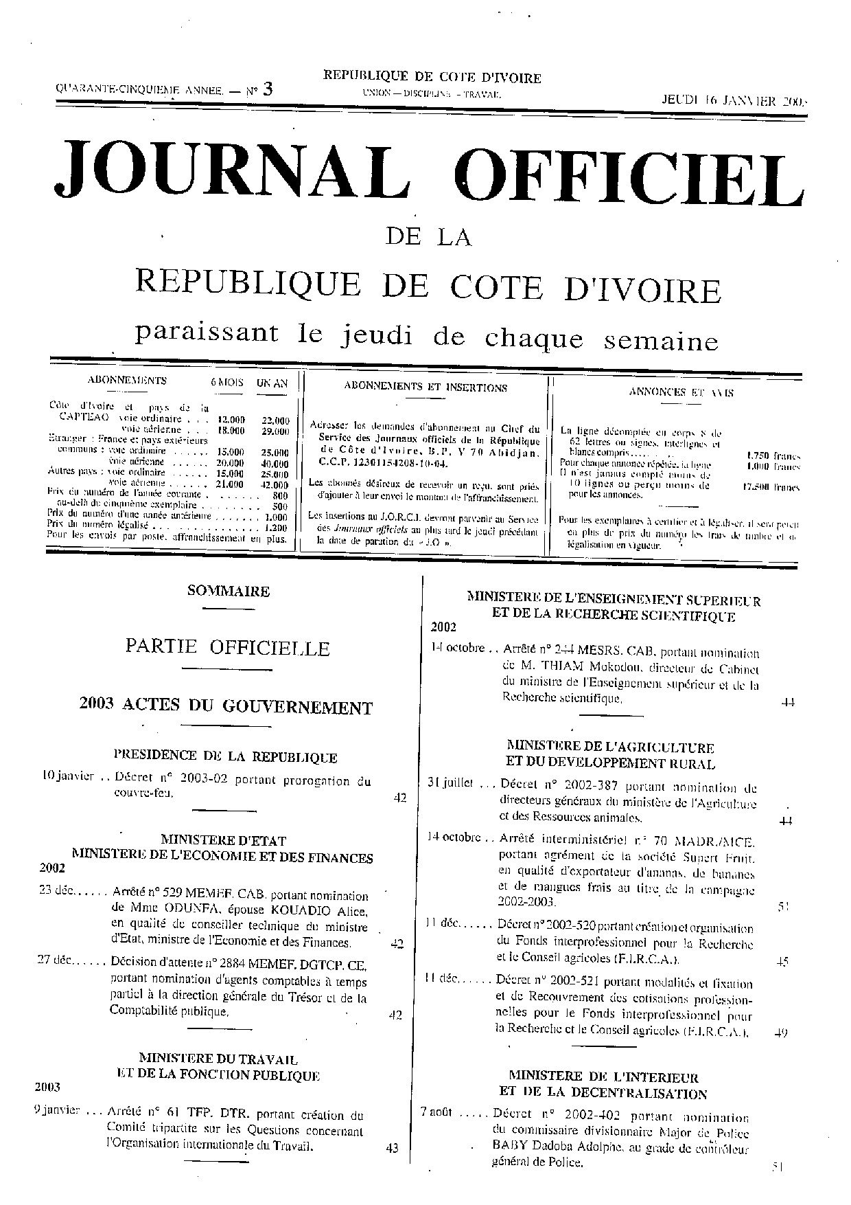 JO 2003-003