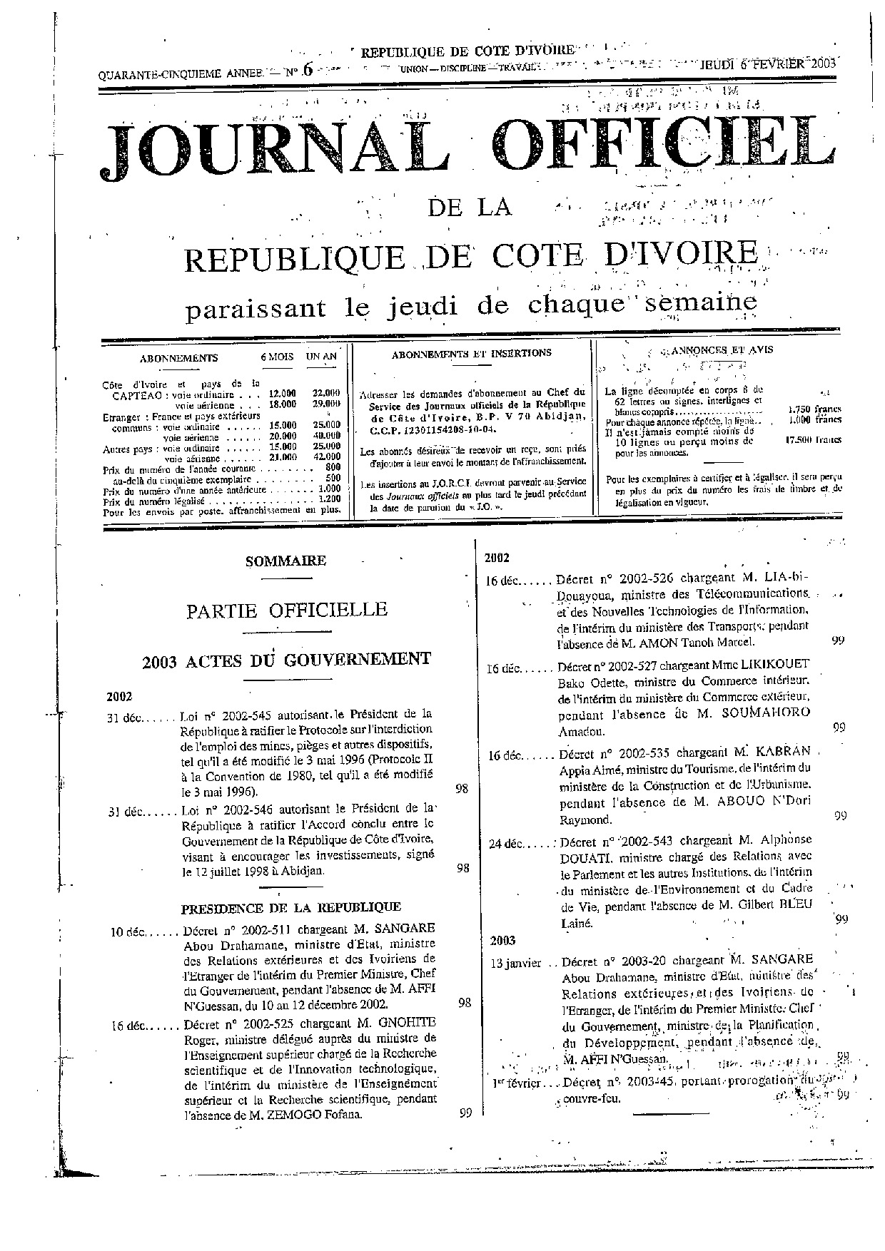 JO 2003-006