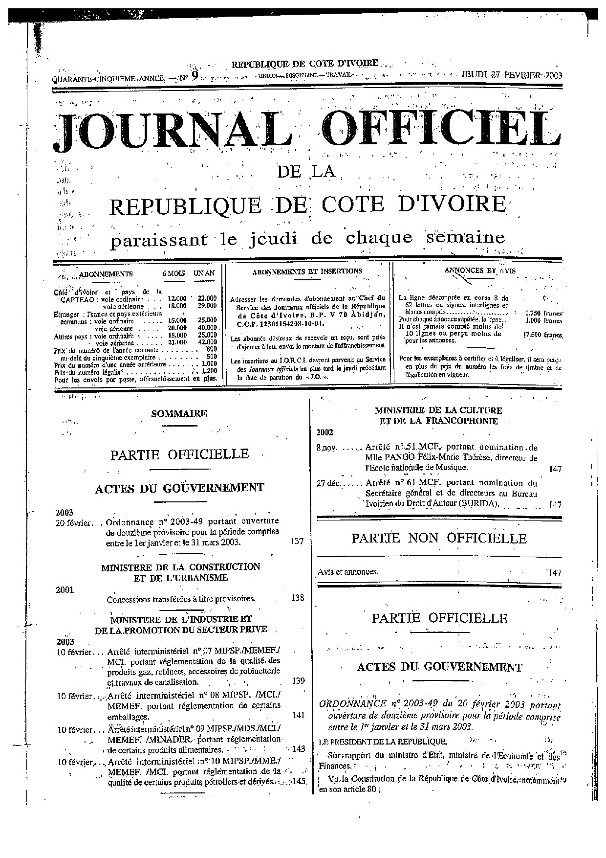 JO 2003-009