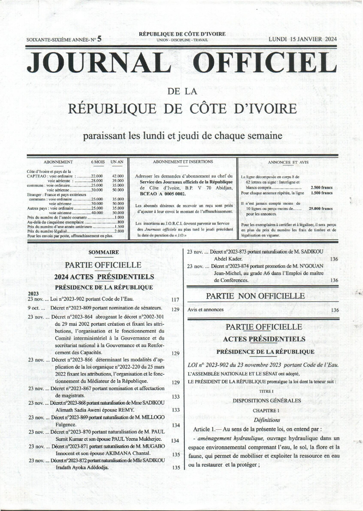 Texte officiel