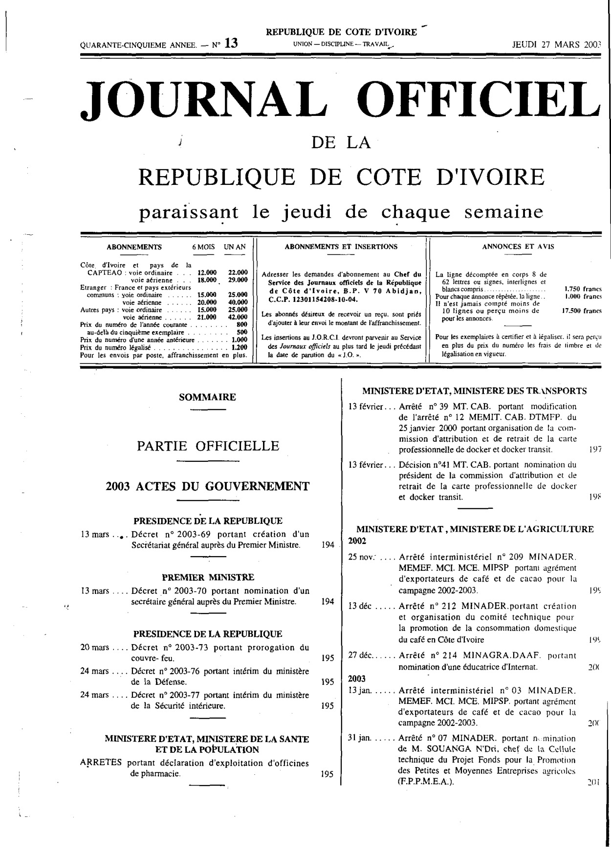 JO 2003-013