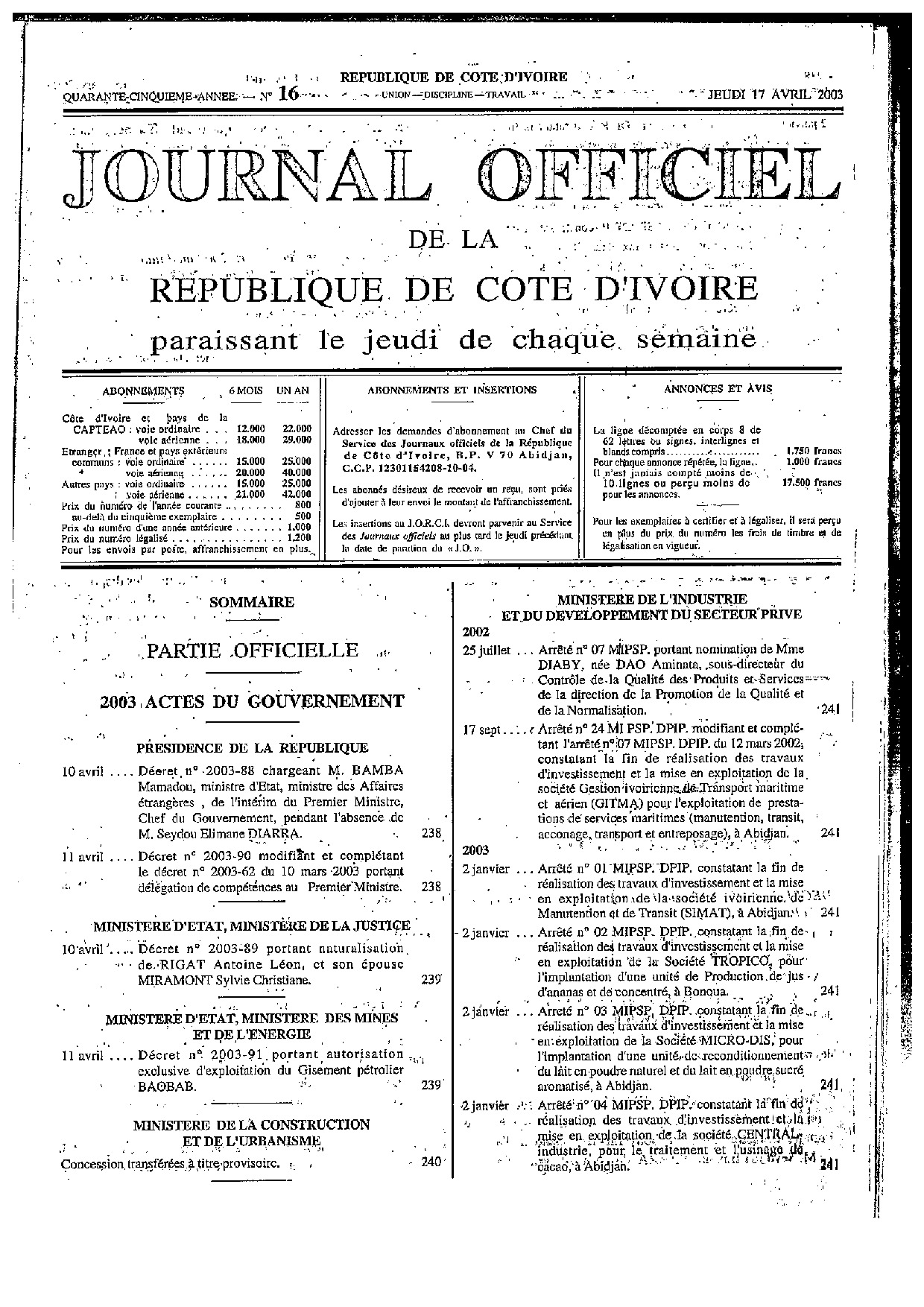 JO 2003-016
