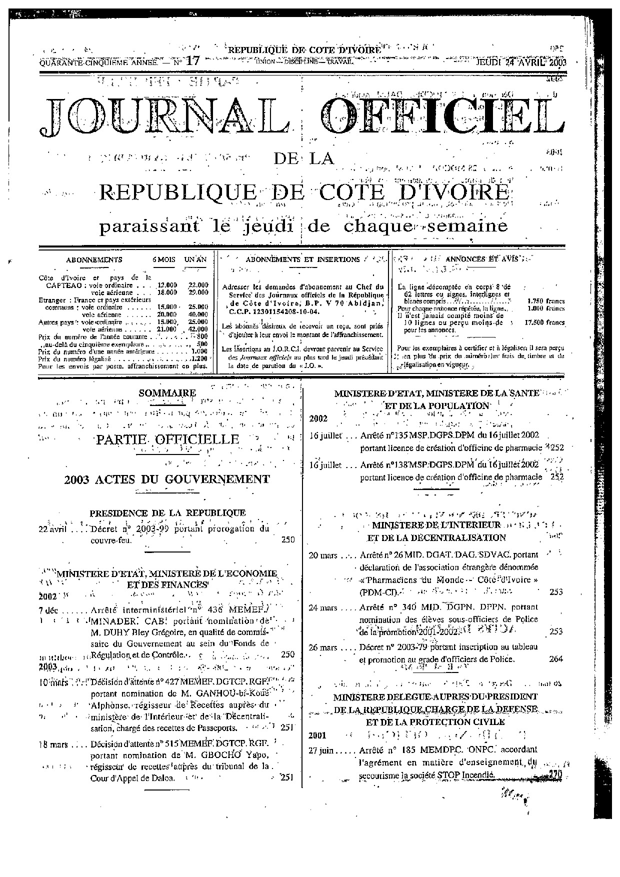 JO 2003-017