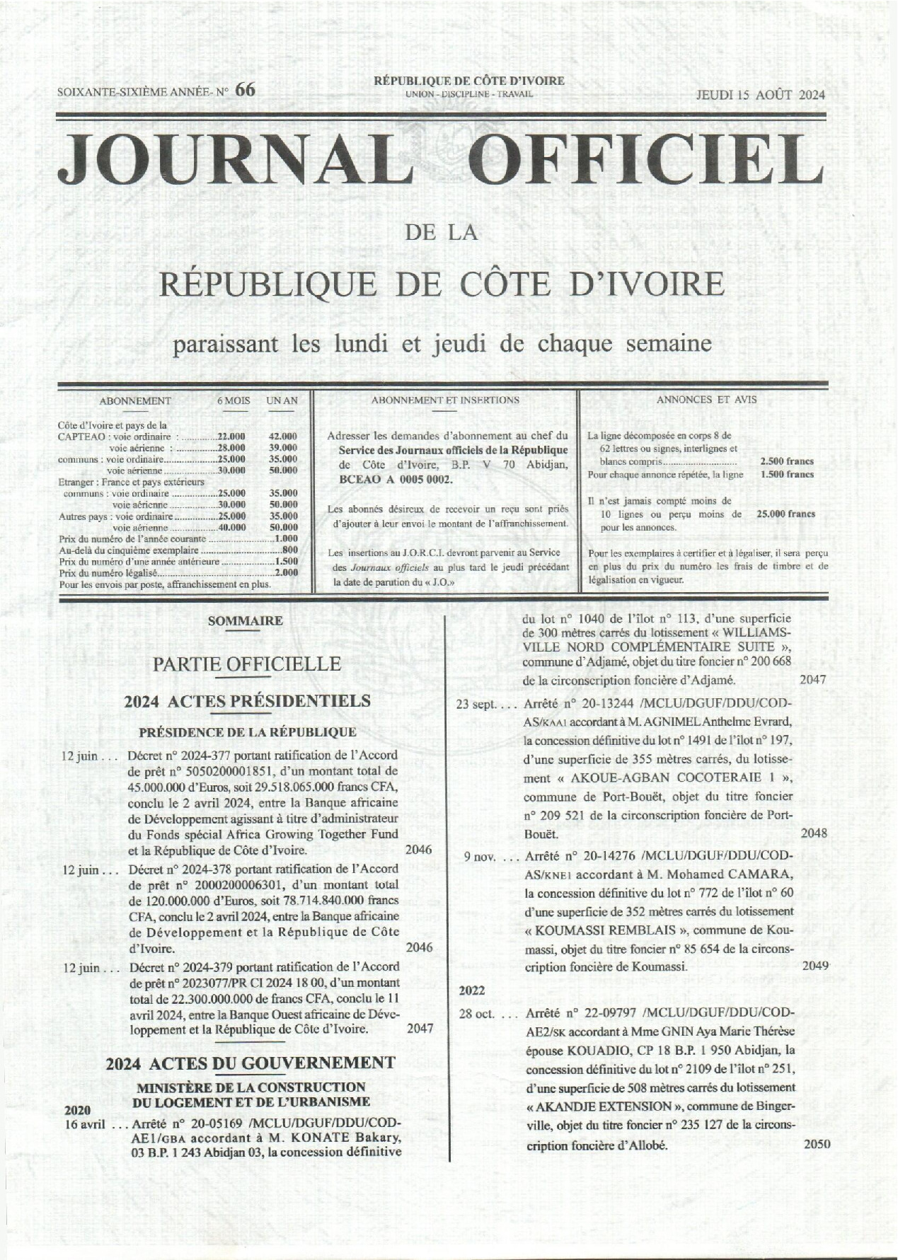 Texte officiel