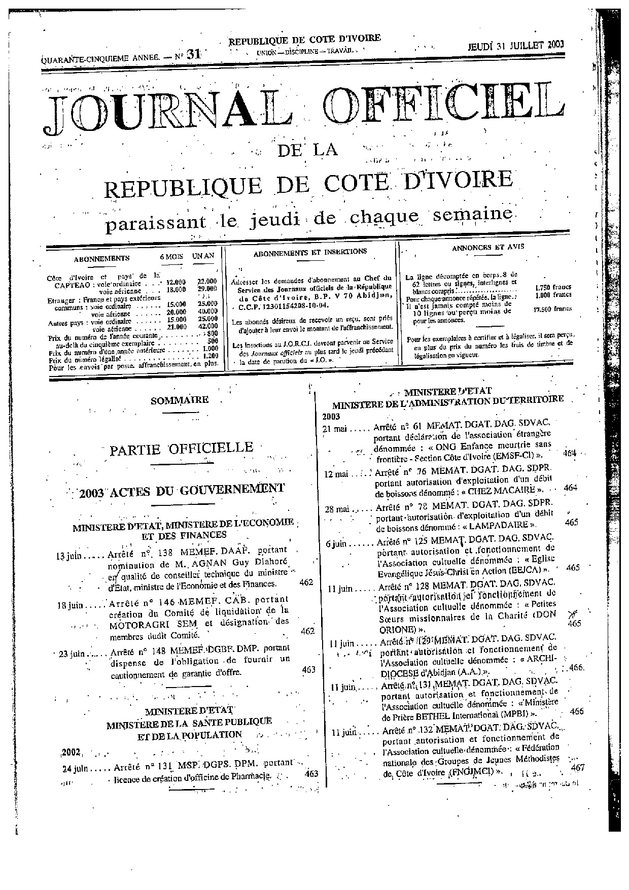 JO 2003-031