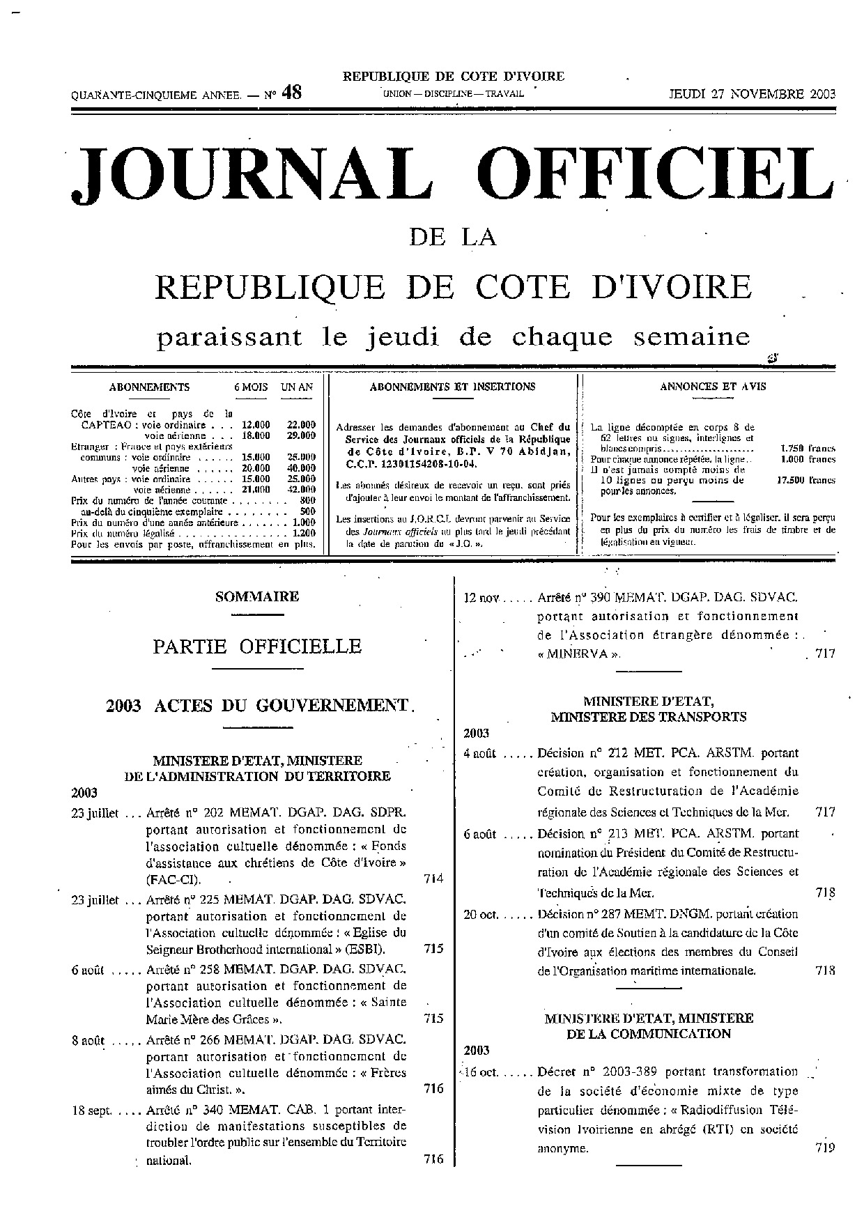 JO 2003-048