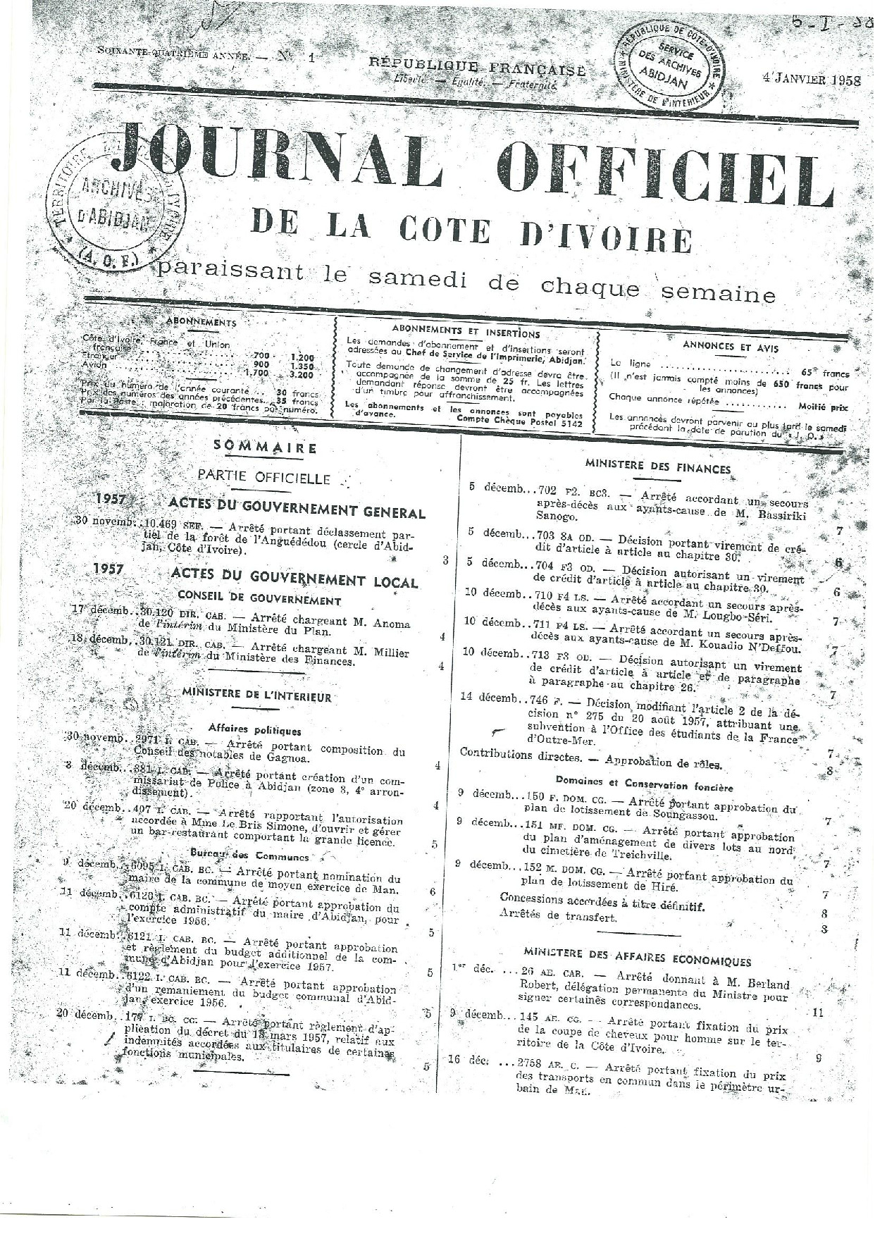 JO 1958-001 FRANCE _CI