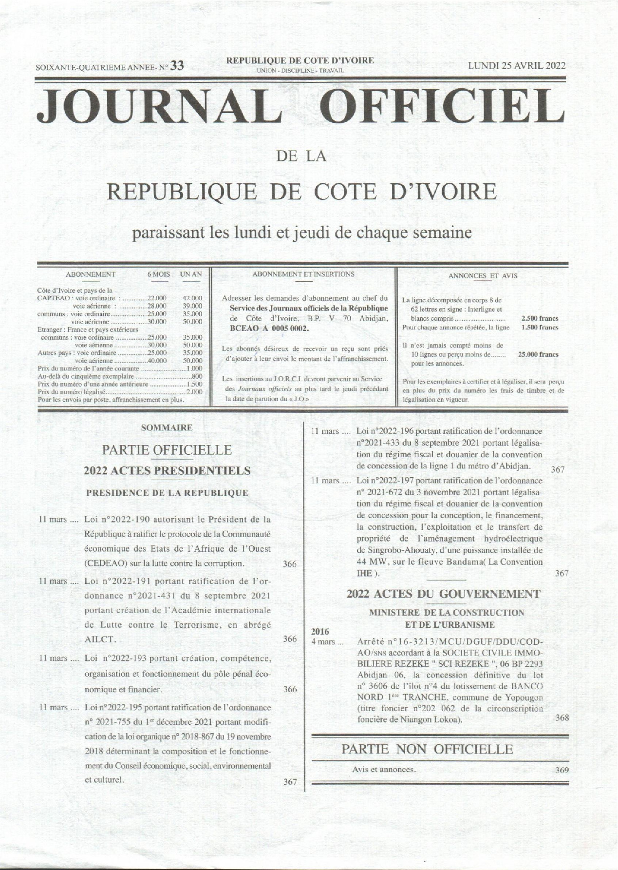 JO 2022-033