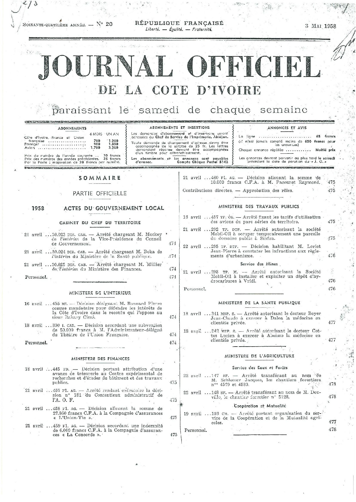 JO 1958-020 FRANCE_CI