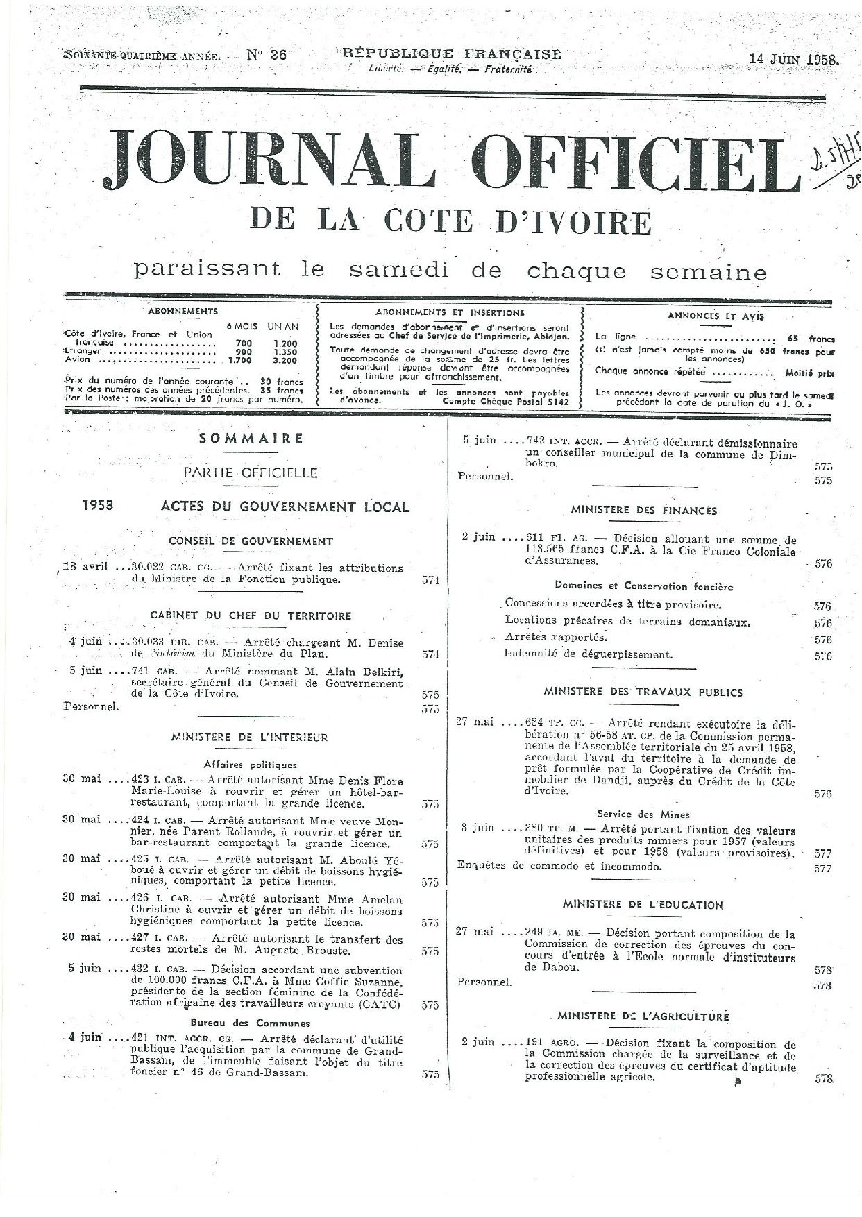 JO 1958-026 FRANCE_CI