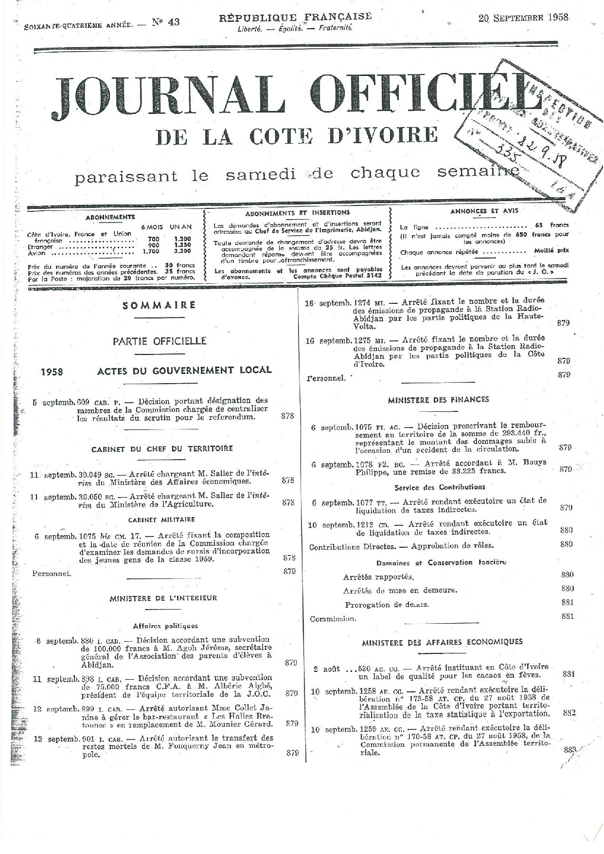 JO 1958-043 FRANCE_CI