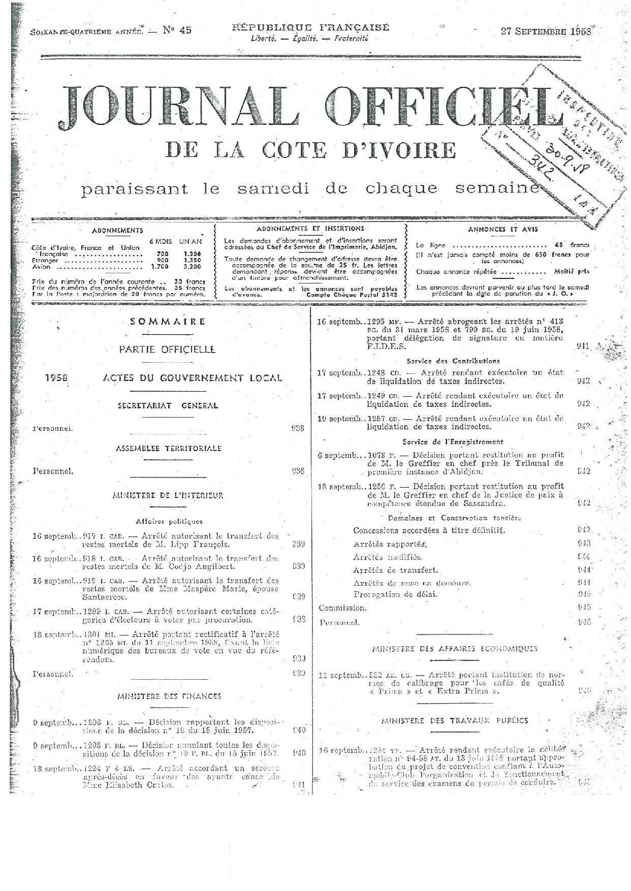 JO 1958-045 FRANCE_CI