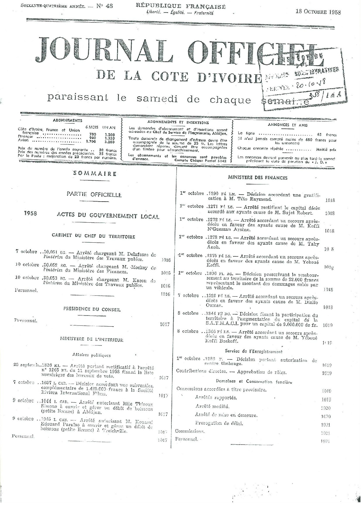 JO 1958-048 FRANCE_CI