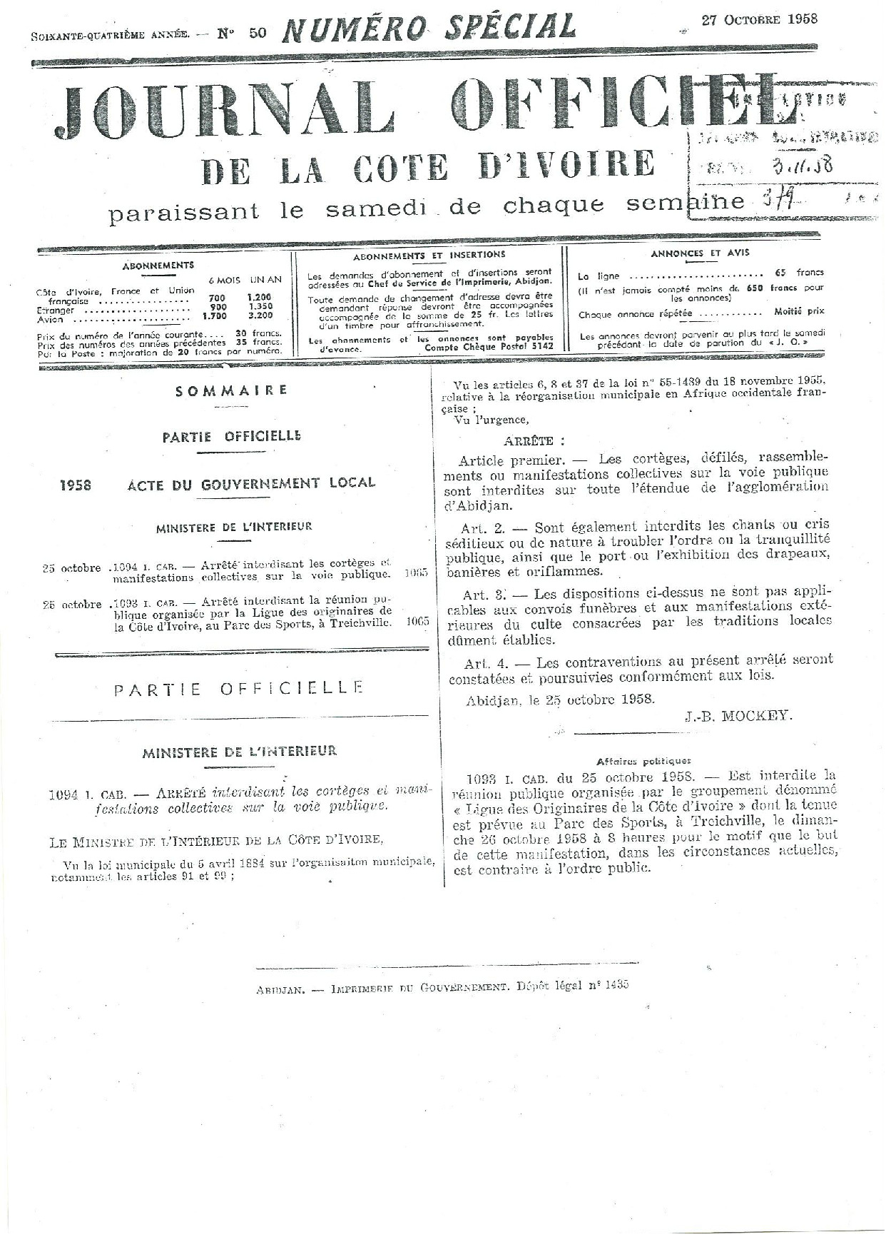 JO 1958-050 FRANCE_CI