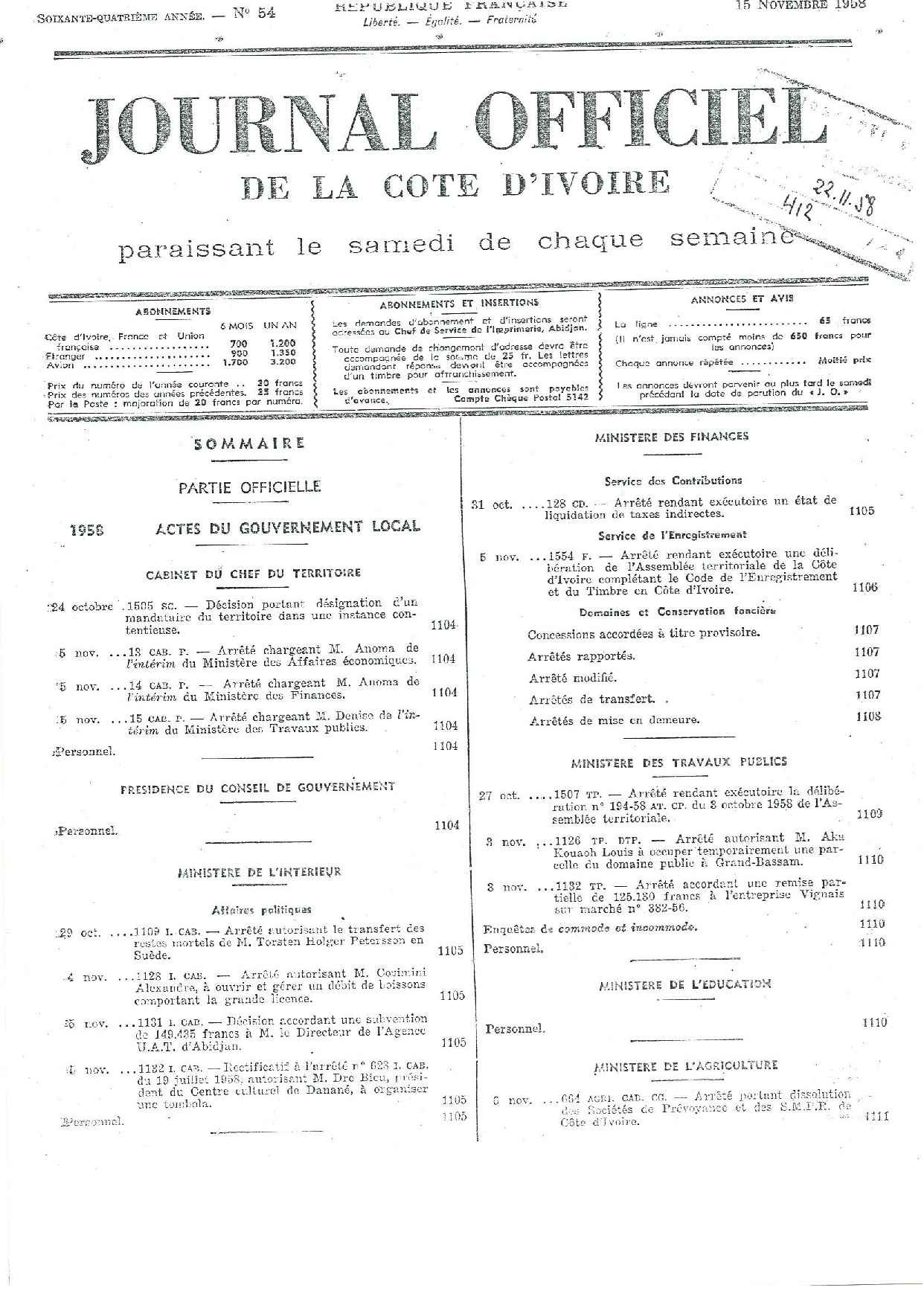 JO 1958-054 FRANCE_CI