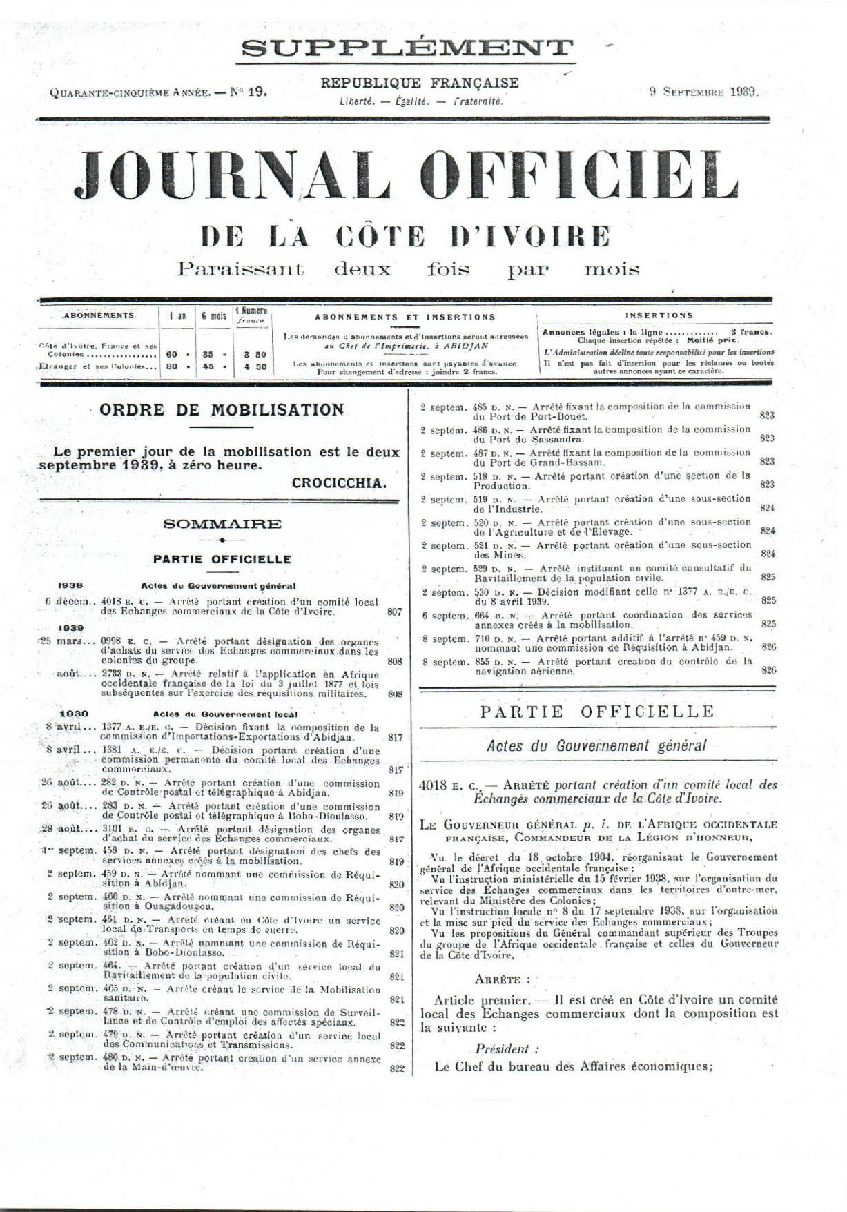 JO 1939-019 SUPLEMENT
