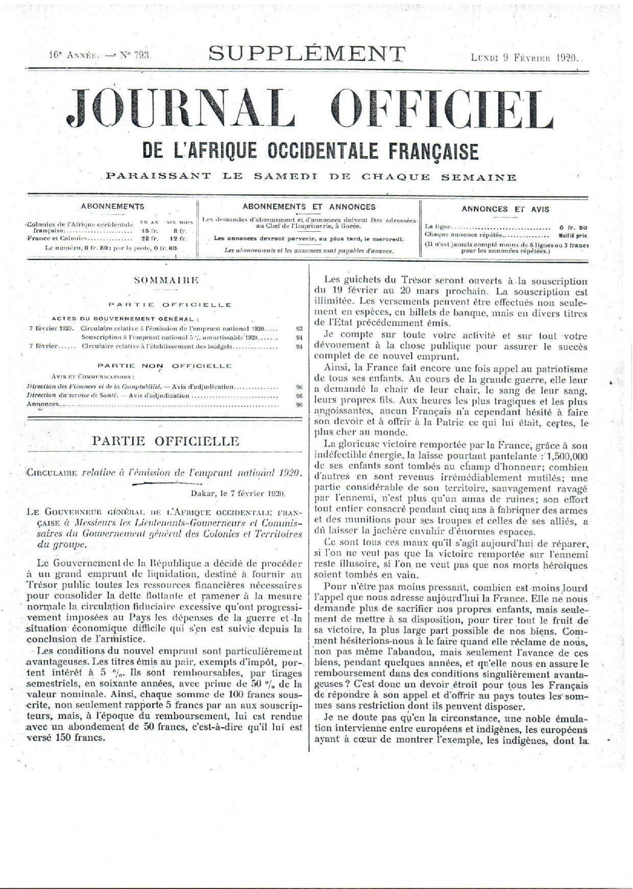 JO A20-793 SUPPLEMENT