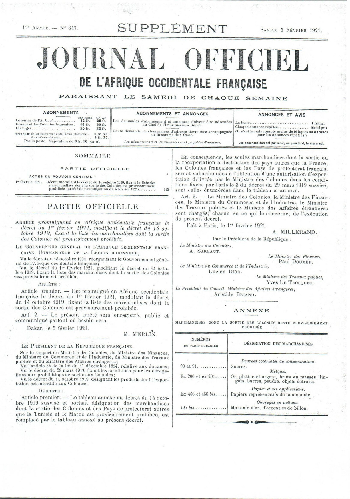 JO A21-847 SUPPLEMENT