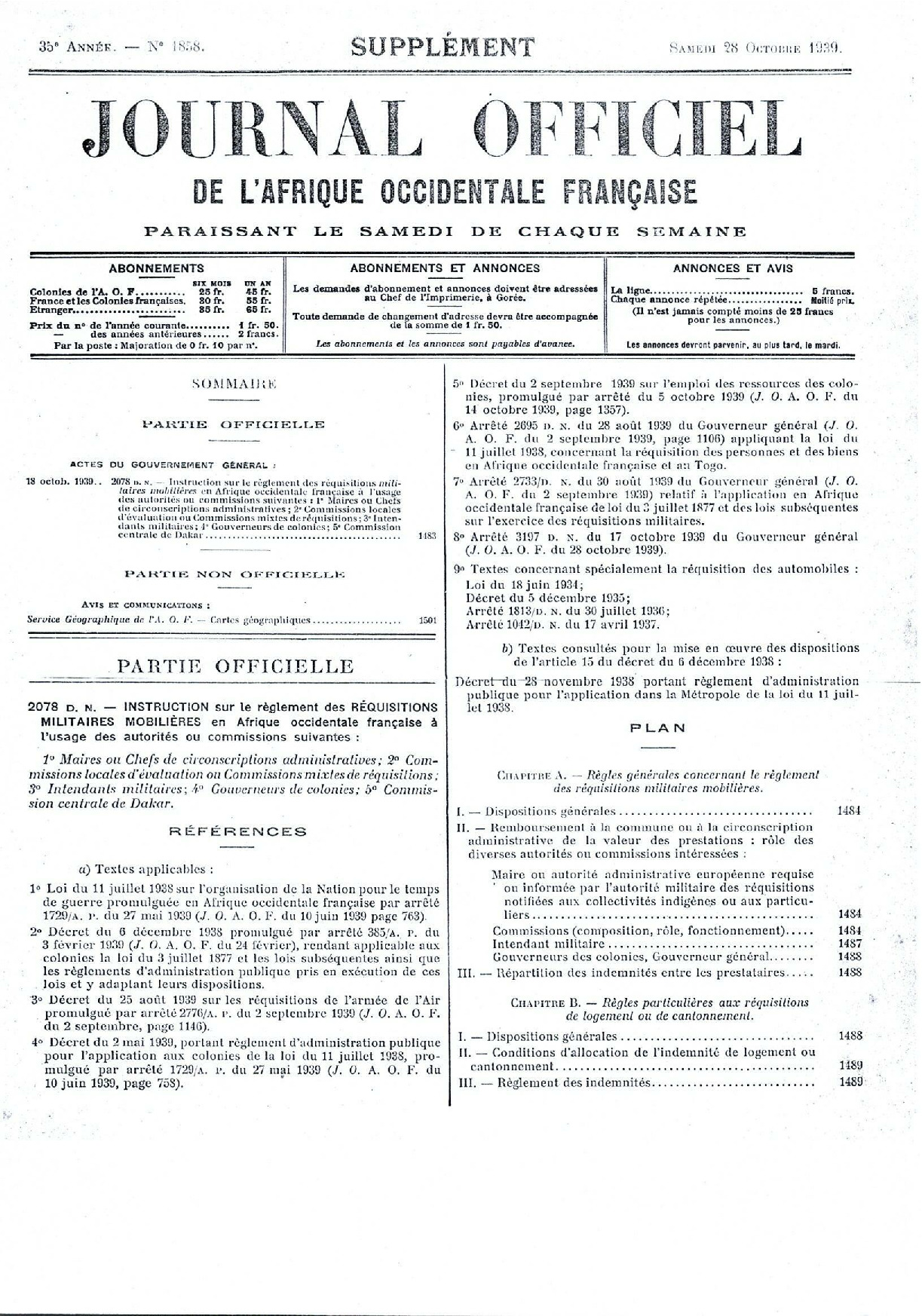 JO A39-1858 SUPPLEMENT