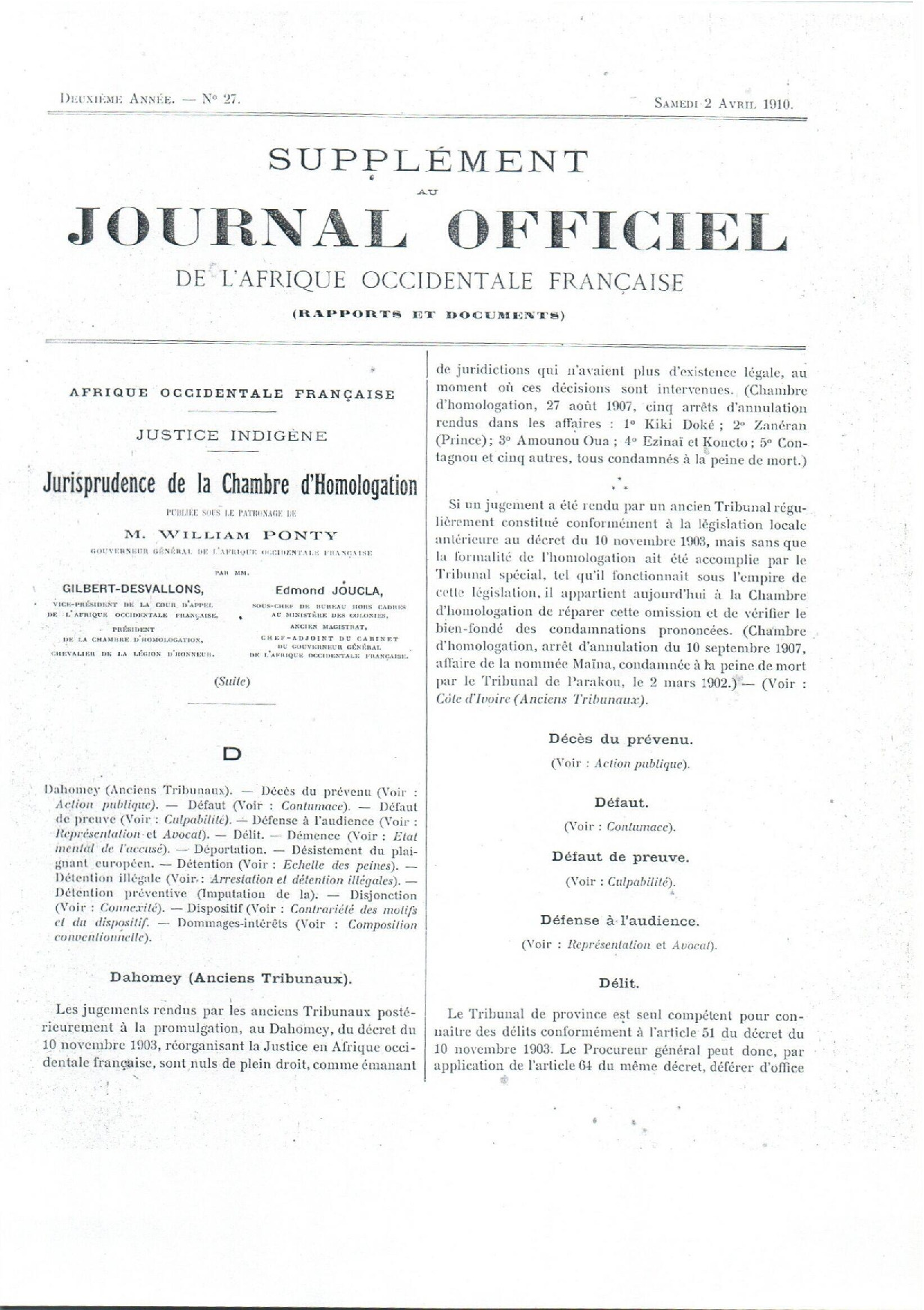 JO A10-027 SUPPLEMENT
