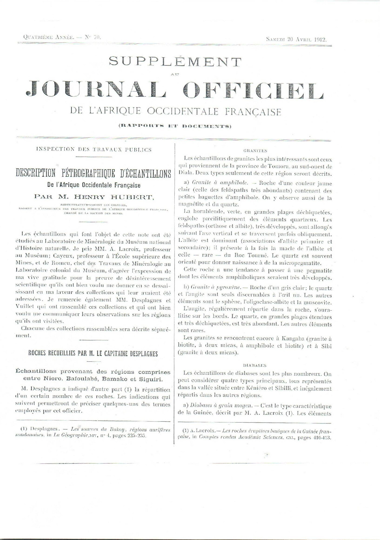 JO A12-070 SUPPLEMENT