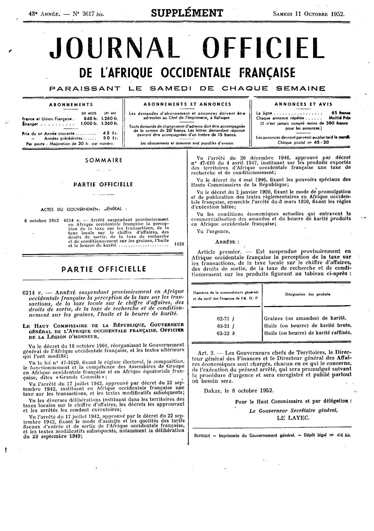 JO A52-2617 SUPPLEMENT