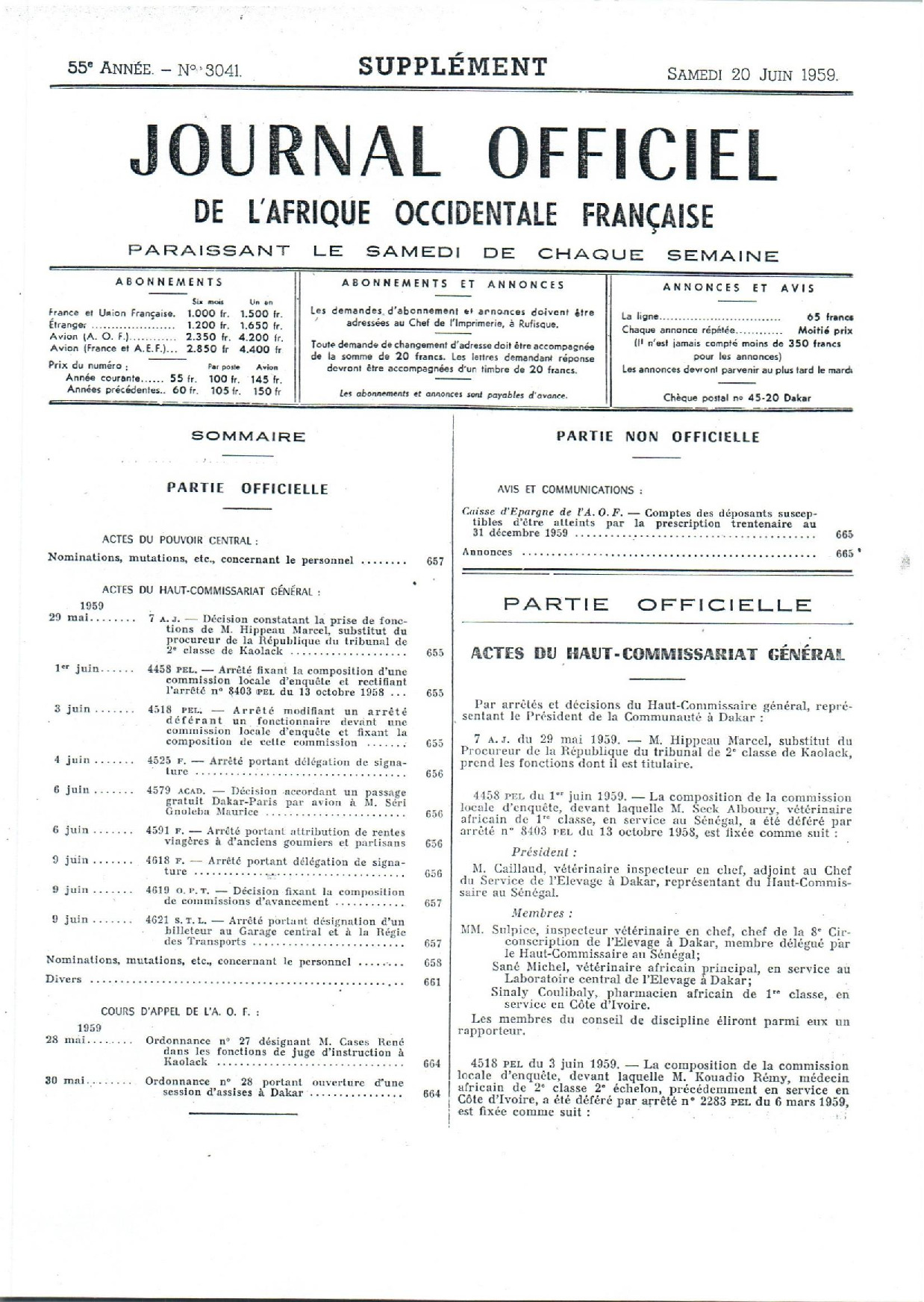 JO A59-3041 SUPPLEMENT